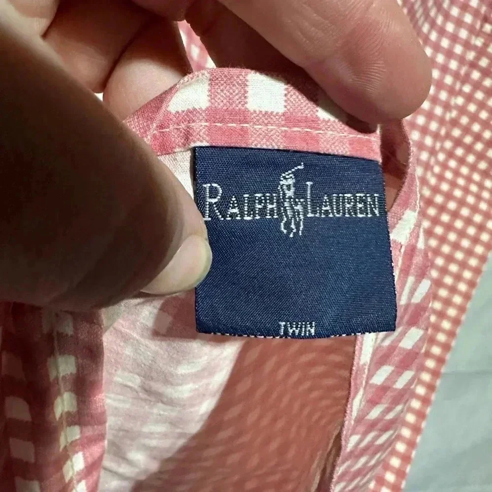RALPH LAUREN Twin Flat Sheet WENDY/LARGE GINGHAM Pink/White VINTAGE EEUC!